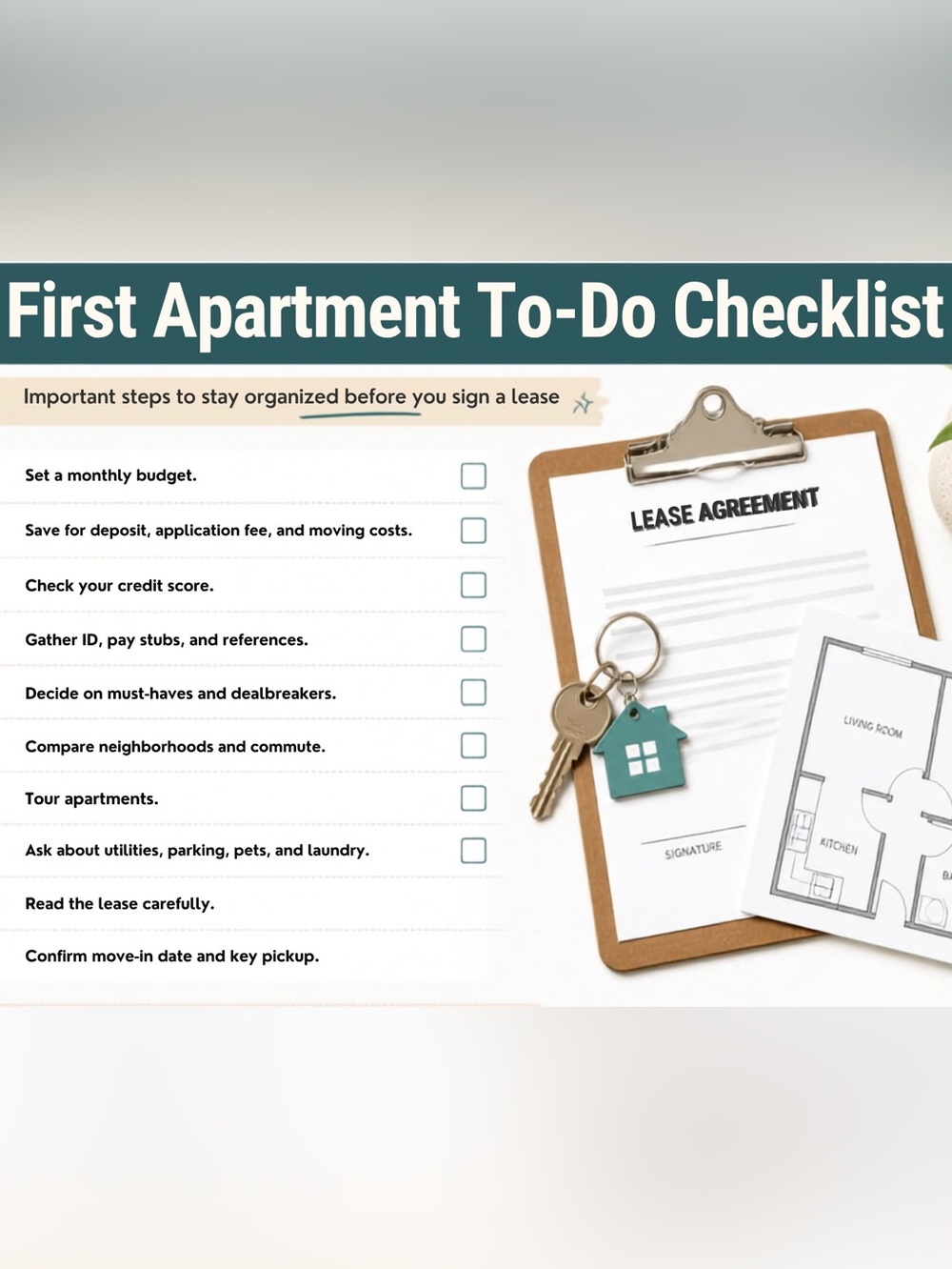 Apartment To-Do Checklist Printable - digital